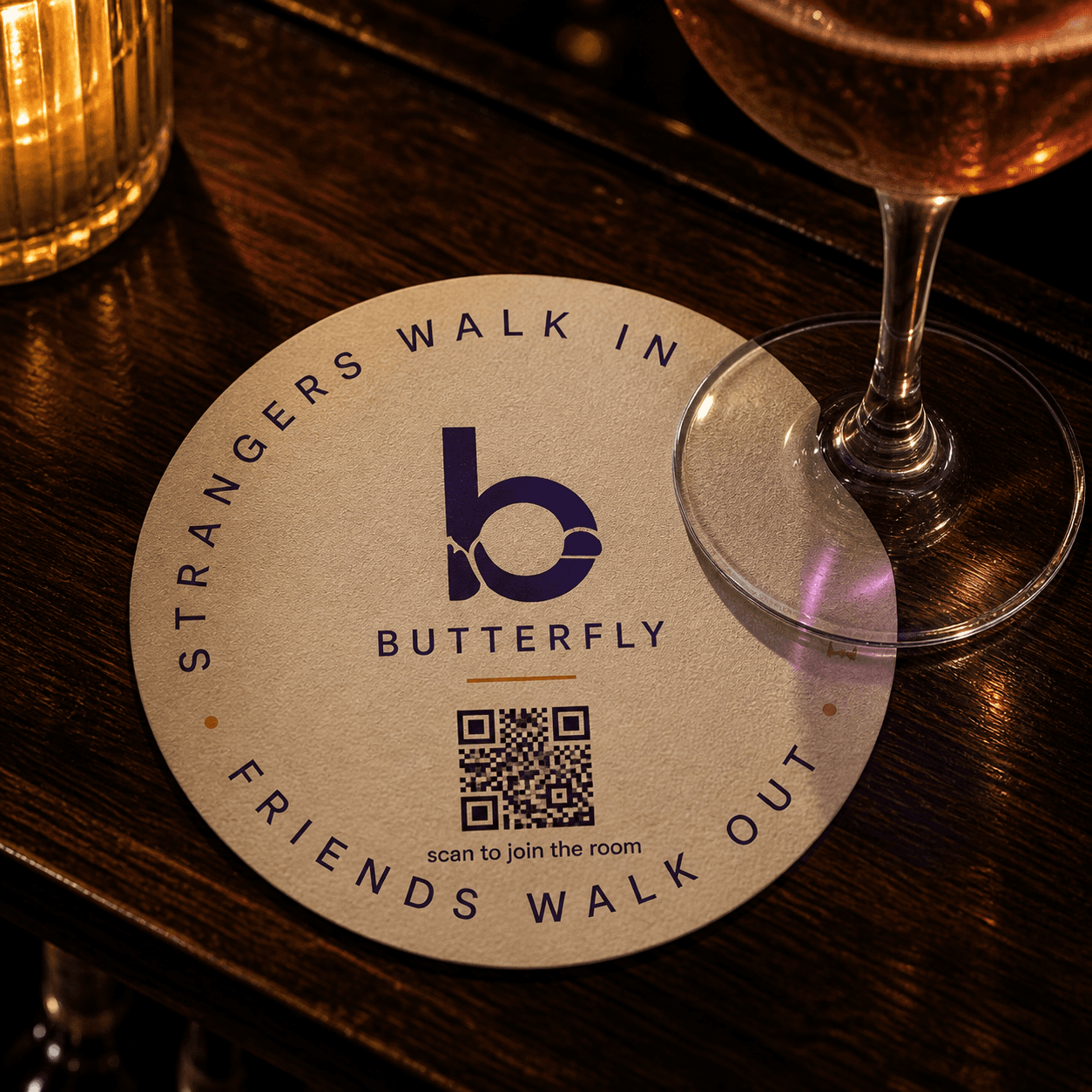 Drink coaster — Walk in. Peek. Say hi.