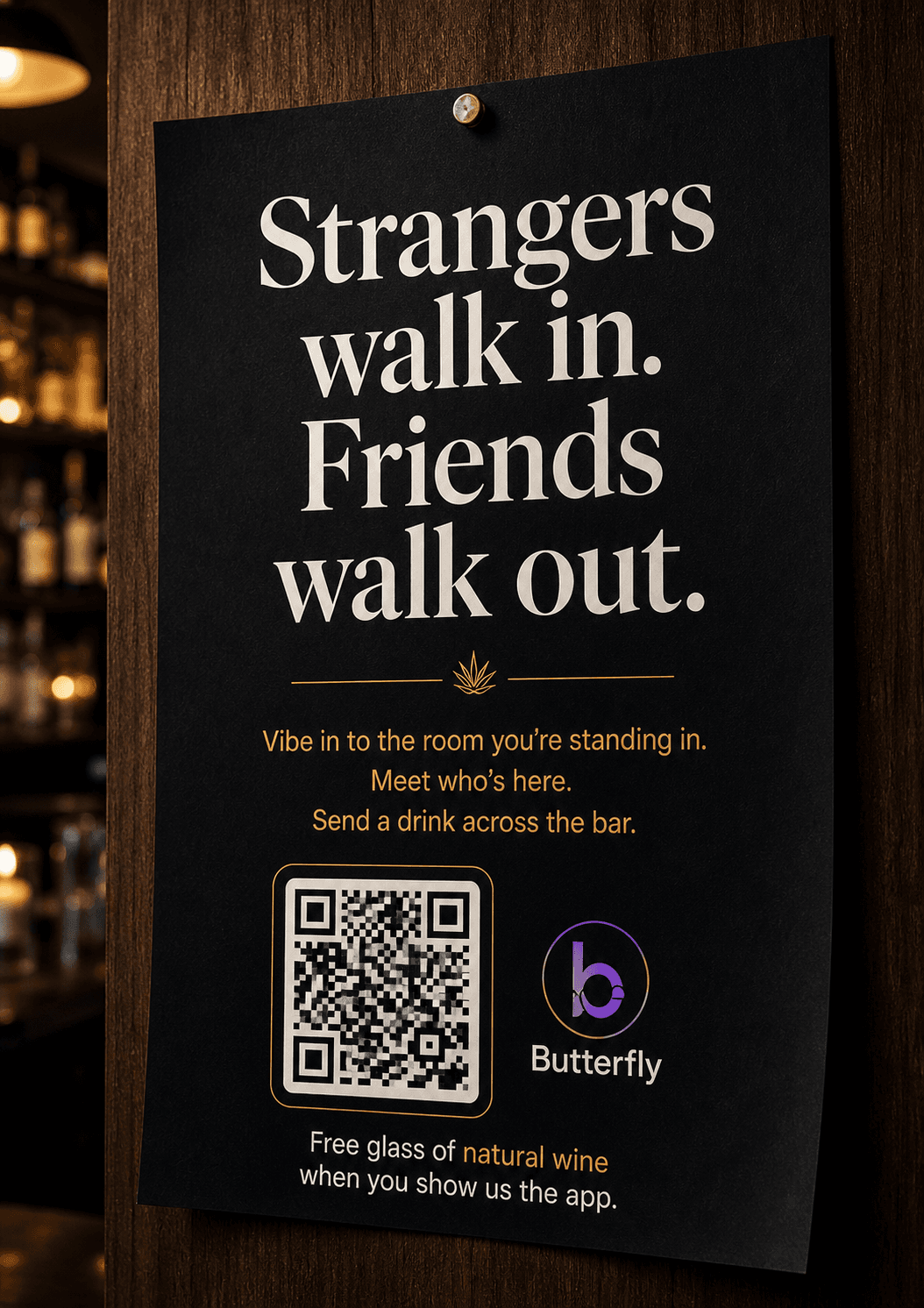 Wall flyer — Free glass of natural wine when you show us the app