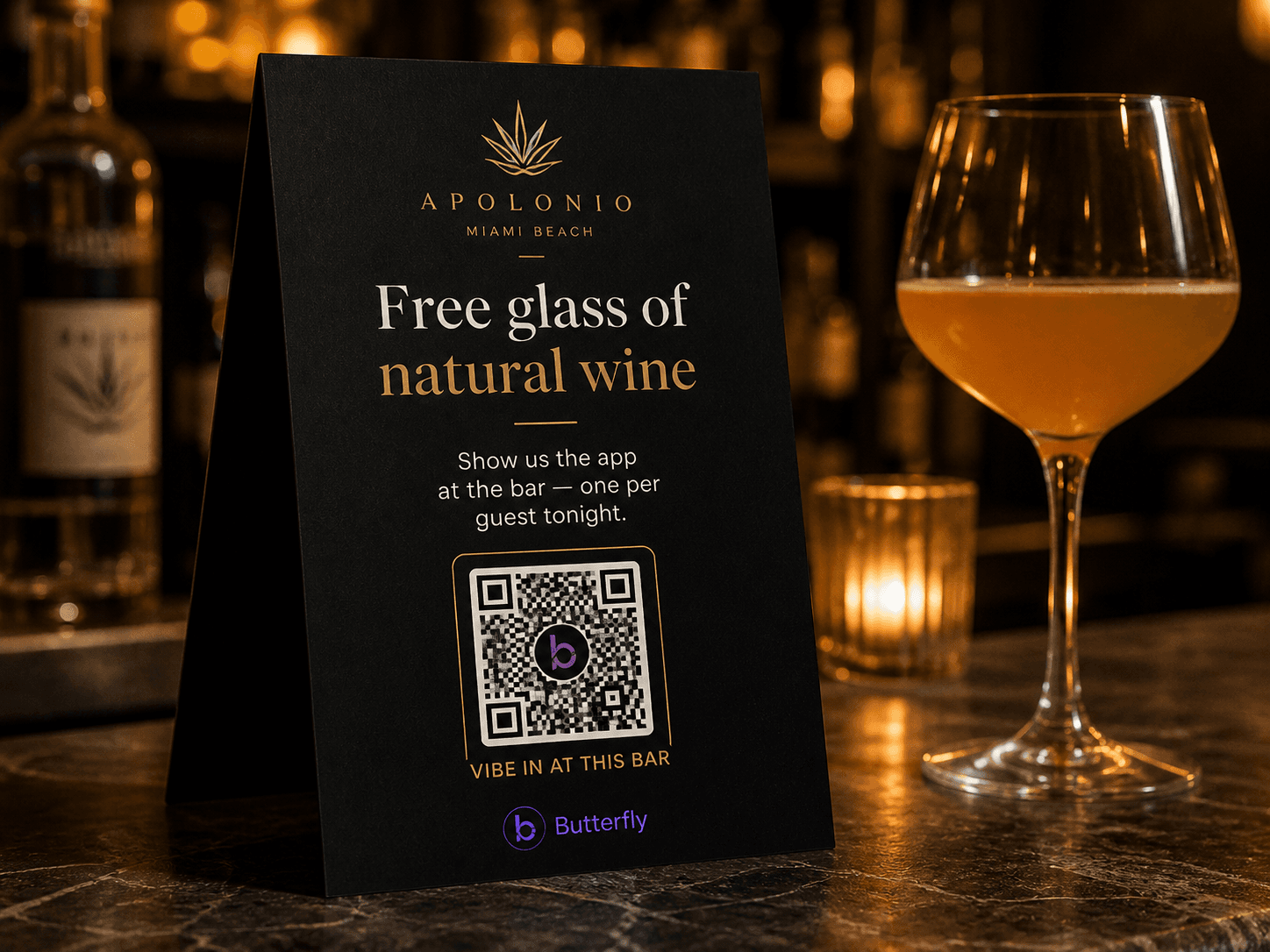 Table tent — Free glass of natural wine